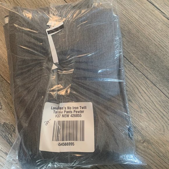 NWT LANDS' END NO IRON TWILL TAILORED PLAIN FRONT PANTS PEWTER HEATHER 34 & 37 - Picture 14 of 15
